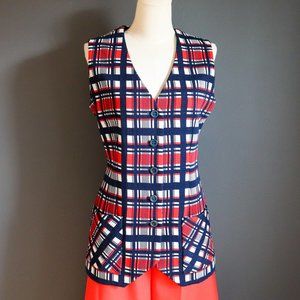 60's/70's Red, White and Blue Longline Polyester Vest